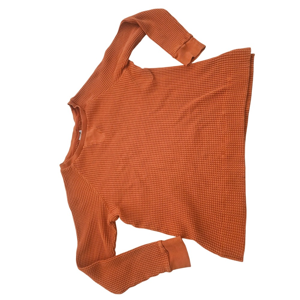 The North Face Waffle Knit Thermal Top Womens XL Orange Excellent Raglan Cotton